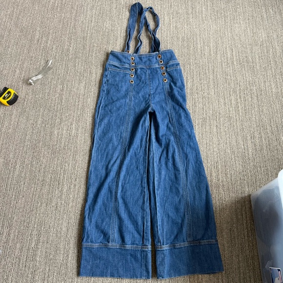 Anthropologie Pilcro And The Letterpress Bibbed Denim Wide Leg Jumpsuit Size 29 - Picture 2 of 13